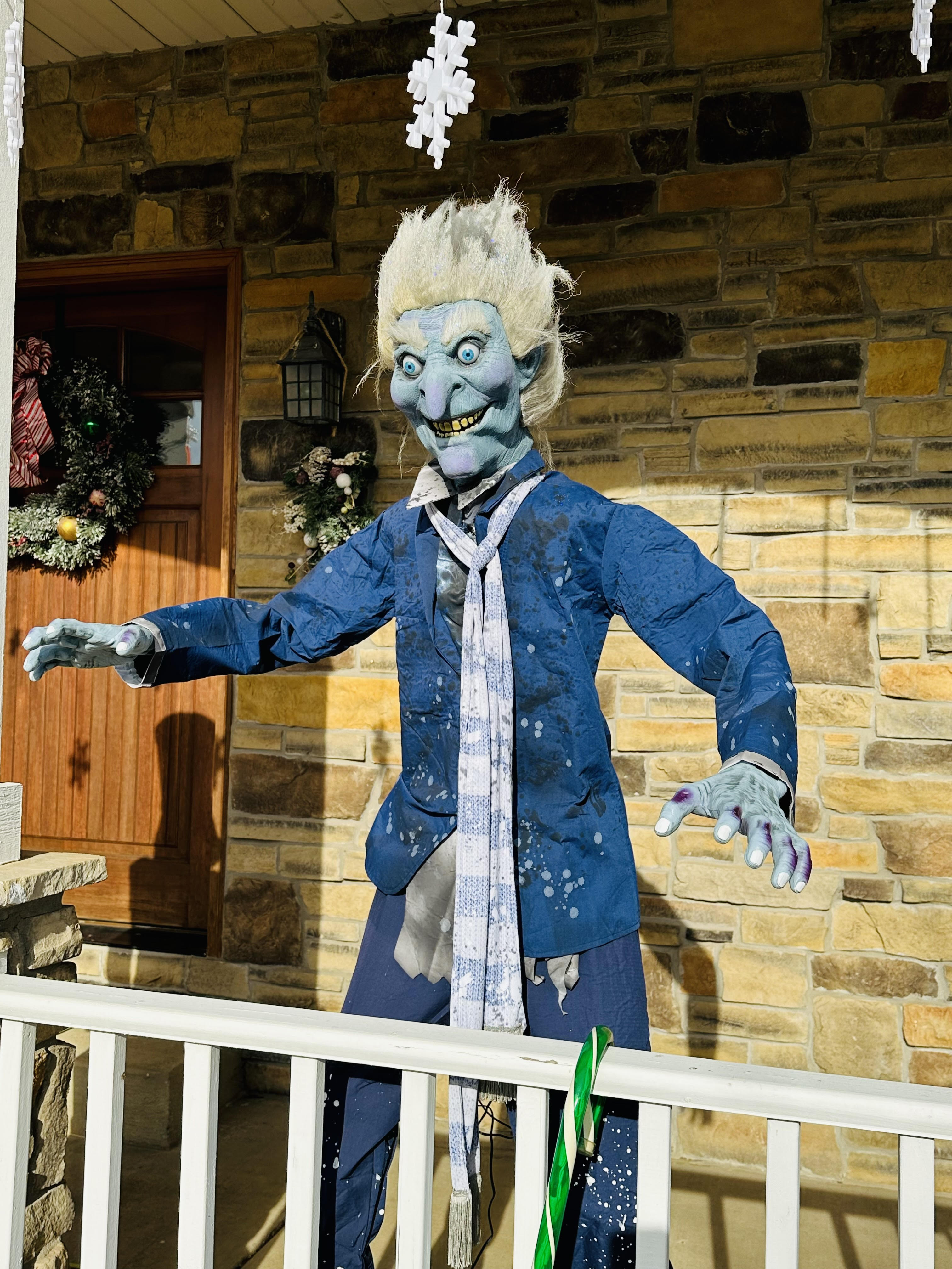 Photo of lifesize Christmas decorations on the porch of a single family home at 4400 Blair Lane, Valparaiso, Indiana, 46383.