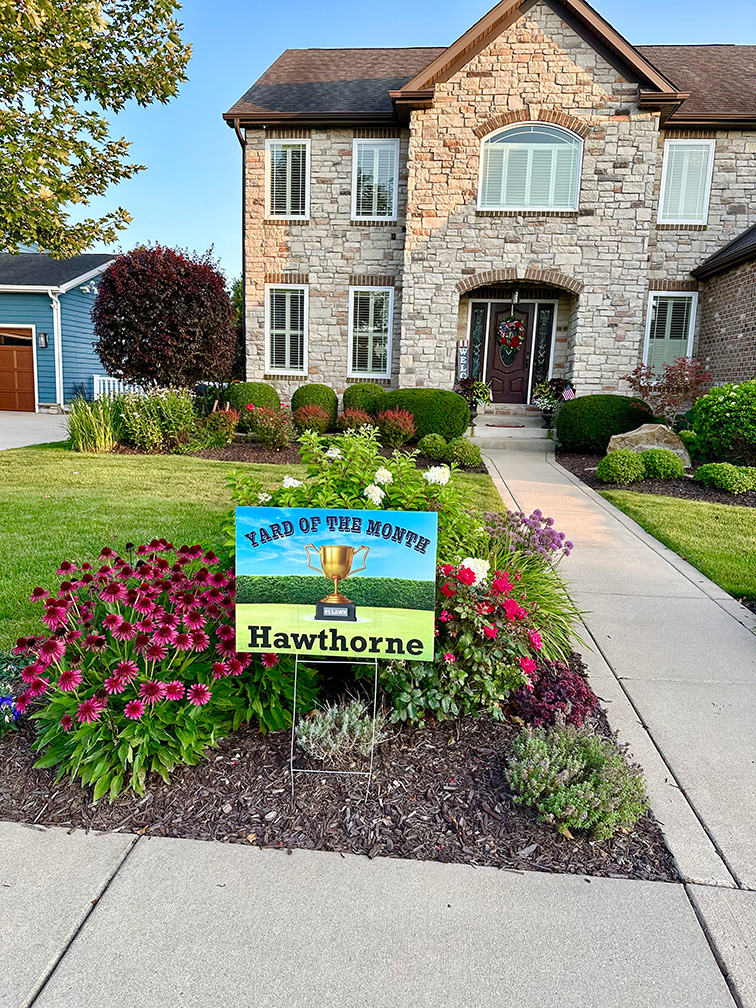 Photo of landscaping detail at a single family home at 2506 Nottingham Drive, Valparaiso, Indiana, 46383.